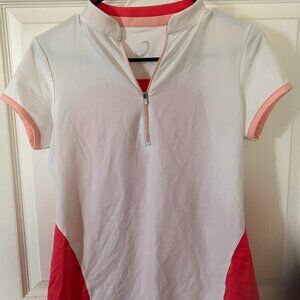 WOMEN'S ZERO RESTRICTION TOP GOLF, SIZE: S, COLOR: WHITE AND PINK SKU 240